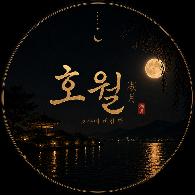 1940 호월 호수에 비친 달
